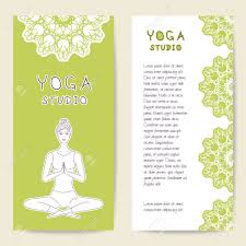 What yoga info are you looking for? Cards Template For Spa Center Yoga Studio Center Or Class Beautiful Girl Yogi Vector Illustration With Front And Back Side Set Of Template For Poster Flyer Banner Magazine Presentation Royalty Free Cliparts