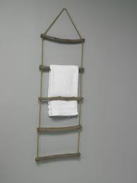 Simple to install, the rack is provided a gleaming chrome finish the same as a true paper clip. Hanging Wooden Rope Bathroom Towel Ladder Rail Home Garden Store Towel Holders Cate Org