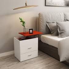 Rated 4.5 out of 5 stars. Mecor Modern Lift Top End Side Table Nightstand Sofa Table With Hidden Compartment And 2 Drawers Bedside Table For Living Room Reception Room Brick Red White Buy Online In India At Desertcart In Productid