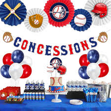 Zonon baseball banner baseball themed birthday banner baseball theme party banner baseball sports theme birthday party decorations party supplies. Amazon Com Party Inspo Baseball Birthday Party Decorations Baseball Concessions Birthday Banner Cake Toppers Baseball Themed Balloons Pom Poms Paper Fans For Baseball Sports Theme Party Decorations Supplies Toys Games