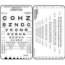 ophthalmic equipment screening near vision test cards