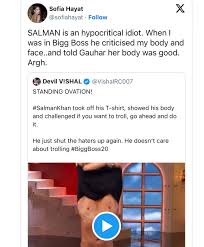 Former Bigg Boss contestant Sofia Hayat has crit!cised Salman Khan following the actor's shirtless moment on the latest Weekend Ka Vaar episode of Bigg Boss 20. Sofia, who participated in Bigg Boss