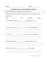 Re Writing Action Verbs Worksheet Part 2 Action Verbs Worksheet Verb Worksheets Nouns And Verbs Worksheets