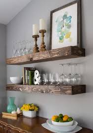Minimalist Floating Wooden Shelves Using Diy Dining Room Storage Ideas Above Oak Cabinet On Grey Dining Room Storage Dining Room Inspiration Dining Room Walls