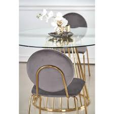 En version grand format carré, une grande table salle. Table Ronde 120cm Avec Plateau Verre Trempe Et Pieds Dores Cambridge