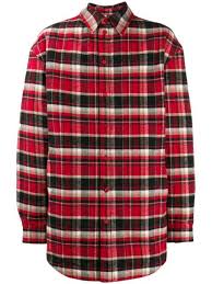 Balenciaga Men S Lightly Padded Plaid Shirt Jacket In Red Modesens
