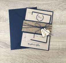 Rustic Wedding Invitation Burlap Wedding Invitation Navy Etsy Invitation Mariage Rustique Mariage Rustique Invitation Mariage