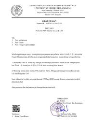 Sehingga sangat penting untuk kamu mengetahui bagaimana tata cara membuat surat resign yang surah resign formal biasanya hendak diminta sambil perusahaan jika memang dikau ingin menarik diri dari bagian perusahaan tersebut. Surat Edaran Tentang Penutupan Pintu Masuk Universitas Negeri