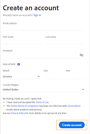 إنشاء Adobe Id أو تحديثه