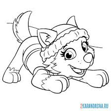 Kids are fascinated by colors. Coloring Page Paw Patrol Playful Everest Print Paw Patrol