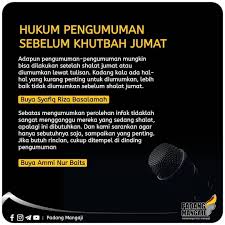 Khutbah pada sholat jum'at merupakan bagain rukun penting dan tidka di pisahkan satu sama lain dengan tata cara pelaksanaan berikut dalil alquran dan alhadits tentang ibadah sholat jumat. Foto Dakwah Hukum Pengumuman Sebelum Khutbah Sholat Jum At