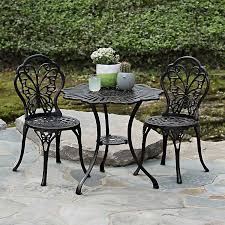 Cast iron table weight base with matte black surface treatment. Cast Iron Butterfly 3 Pc Bistro Set Kirklands