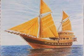 مركب بالألوان الخشب على كانسون رسم اسراء علاء sailing ships sailing art