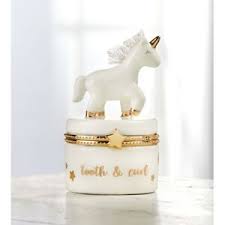 Details About Mud Pie E9 The Kids Shoppe Baby Girl Ceramic Keepsake Box Unicorn Tooth Curl