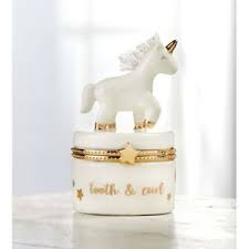 details about mud pie e9 the kids shoppe baby girl ceramic keepsake box unicorn tooth curl