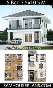 House Plans Idea 7 5x10 5 With 5 Bedrooms Sam House Plans Model House Plan Modern Style House Plans Bungalow House Design