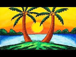 How To Draw Easy Scenery Drawing Sunset Scenery Step By Step With Oil Pastels Youtube Drawing Sunset Easy Drawings Cool Art Drawings