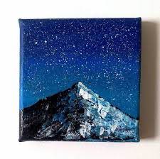 Comment peindre un ciel étoilé ? Peinture Miniature Ciel Etoile Et Montagne Acrylique Sur Toile Art Sketches Drawings