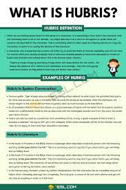 Hubris Definition And Examples Of Hubris In Spoken Conversation Literature 7esl Essay Writing Skills Writing Words Teaching Literature