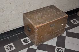 Treasure chest, rusty iron rounded badge icon. Antique Wooden Chest Transport Box With Lock Around 1900 Kusera