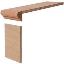 After doing some research online, i came across these retrotread stair caps at lowe's. Mastercraft Oak 5 1 4 X 13 3 4 False Stair Tread Ends Riser At Menards