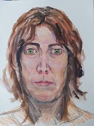 Someone asked me to post all of my self portraits because she wanted to see  the progress. I will save you all the very first one as that one was a blind