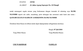 Download doc contoh surat kuasa bank mandiri Contoh Surat Kuasa Bank Mandiri Syariah Cute766