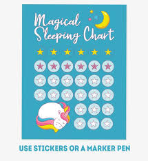 unicorn sleeping chart printable pony good night chart for