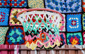 Crocheted Basket Jigsaw Puzzle In Handmade Puzzles On Thejigsawpuzzles Com Crochet Basket Yarn Bombing Crochet