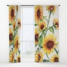 Sunflowers Window Curtains Sunflower Curtains Curtains Blackout Curtains