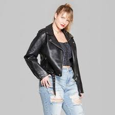 Women S Plus Size Faux Leather Moto Jacket Wild Fable Target Faux Leather Moto Jacket Leather Jackets Women Leather Jacket