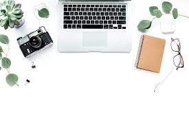 Workspace With Laptop Stock Photo Containing Laptop And Minimal Powerpoint Background Design Portfolio Web Design Business Stock Photos