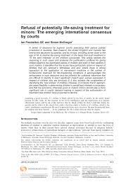 Maybe you would like to learn more about one of these? Pdf Refusal Of Potentially Life Saving Treatment For Minors
