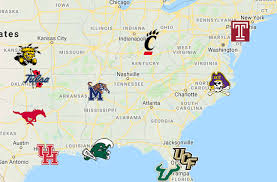 How does sarkisian fit with texas? Aac Map Teams Logos Sport League Maps Maps Of Sports Leagues