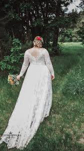 Real Curvy Bride In Woods In A Gorgeous Delicate And Romantic Custom Plus Size Wedding Gown With Long Lace Sleeves Plus Size Wedding Gowns Wedding Dresses Boho Wedding Dress