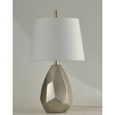 Stylecraft Faceted Silver Table Lamp With White Shade Gold Polyresin Table Lamp Lamp