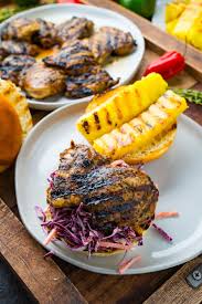 Jerk Chicken And Pineapple Sandwiches With Coconut Slaw Recipe Jerk Chicken Best Sandwich Recipes Traditional Coleslaw Recipe