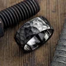 10mm Hammered Mens Wedding Band Rhodium Plated Rustic Mensring Texture Mens Yellow Gold Wedding Bands Mens Gold Wedding Band Mens Wedding Bands White Gold