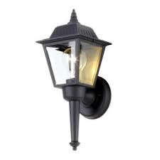 Hampton Bay Black 1 Light Outdoor Wall Lantern Bpl1611 Blk At The Home Depot Tablet Wall Mount Lantern Wall Lantern Outdoor Wall Lantern