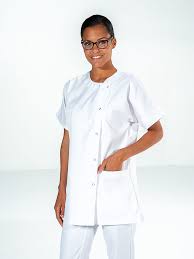 Tunique Medicale Infirmiere Blanc Manches Courtes Noemie Vetement Professionnel Tunique Vetements De Travail