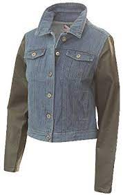 Miss London Ladies Denim Jacket With Faux Leather Sleeves Denim Jacket Women Women Jeans Denim Jacket