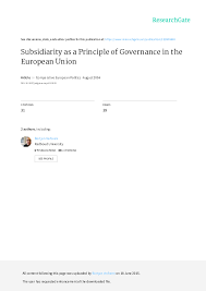Unsure which city to choose? Pdf Subsidiarity As A Principle Of Governance In The European Union Bertjan Verbeek Academia Edu