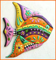 Tropical Fish Wall Hanging Painted Metal Fish Art Design 25 Tropical Decor Metal Art Metal Wall Art Tropical Art Patio Decor J452 Or Outdoor Metal Wall Art Metal Fish Wall Art Outdoor Metal