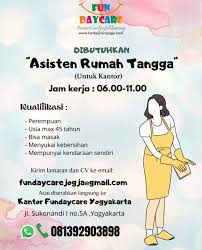 3 hari yang lalu dalam loker.id. Lowongan Kerja Asisten Rumah Tangga Untuk Kantor Di Fun Daycare Lokerjogja Id