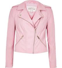 River Island Pink Leather Look Biker Jacket Leather Jacket Pink Moto Jacket Pastel Leather Jacket