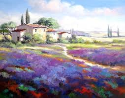 Kunstmalerin Ute Herrmann Gemalde Mit Leuchtend Violettem Lavendel In Der Landschaft Der Provence In Frankreich Provence Landschaft Gemalde Gemalde Bilder