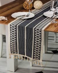 Andija Regina Runner Organic Cotton Dining Table Cloth 35 x 145 cm Navy  Blue : Amazon.de: Home & Kitchen