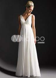 Summer Wedding Dresses White Empire Waist V Neck Beaded Chiffon Beach Bridal Gowns Pregnant Wedding Dress Empire Wedding Dress Chiffon Wedding Gowns