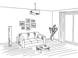 Religious black art can also make a great gift or new piece of home décor. Living Room Interior Black White Graphic Art Sketch Illustration Vector Clipart Image