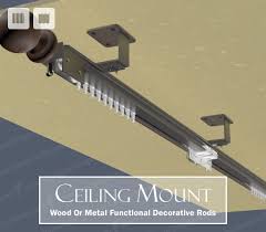 New And Innovative Ceiling Mount Options Available In Decorative Traverse Rods Interiordesign Homedecor Windowtrea Curtain Rods Custom Drapery Drapery Rods